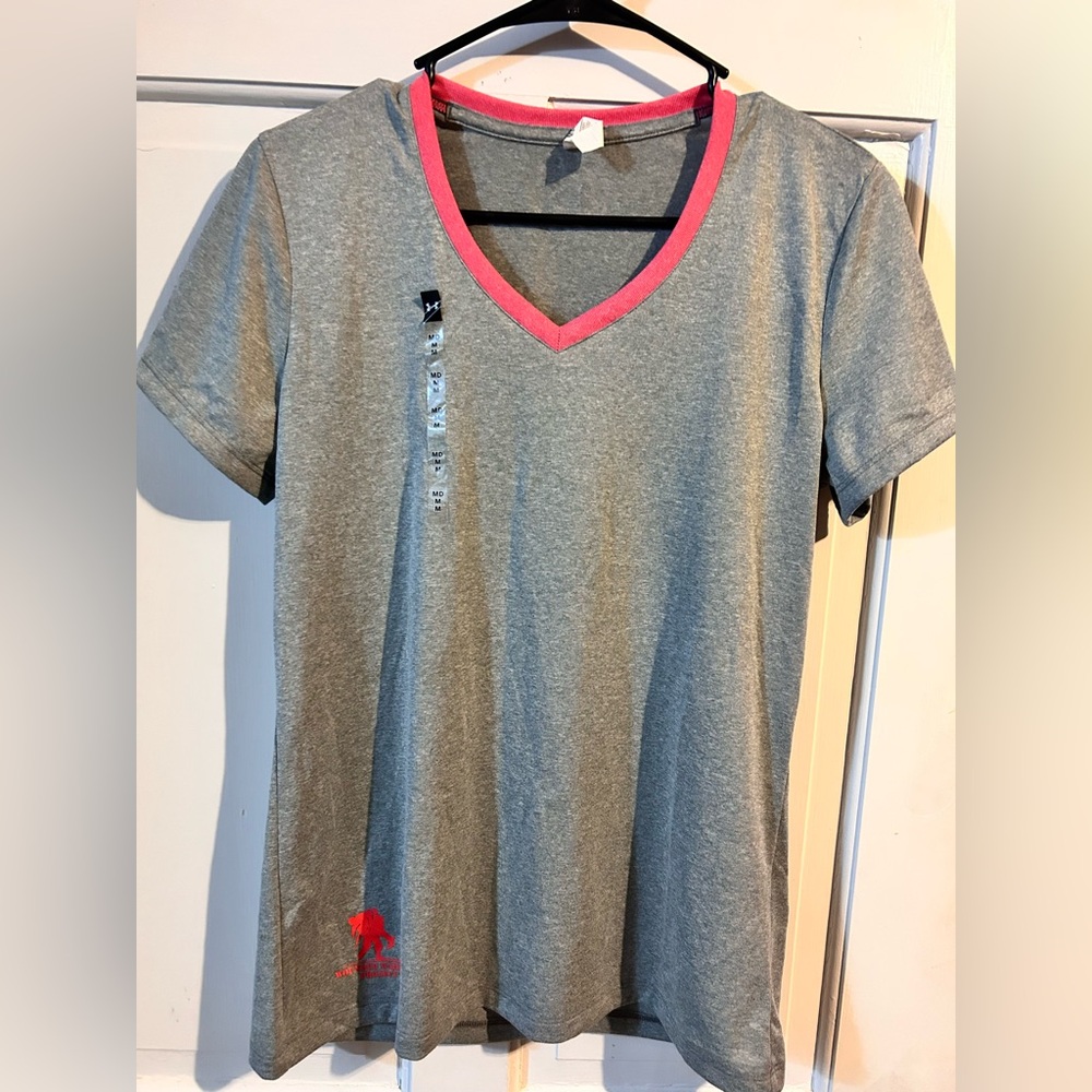 Under Armour Gray V-Neck Tee with Pink Accents NWOT